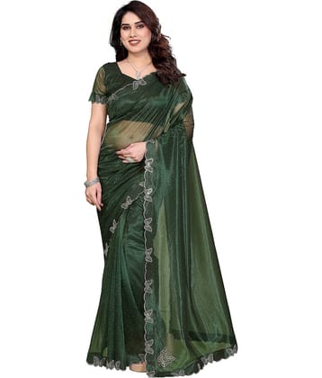 ANAND SAREES Net Solid Regular Saree With Unstitched Blouse Piece ( Yellow )