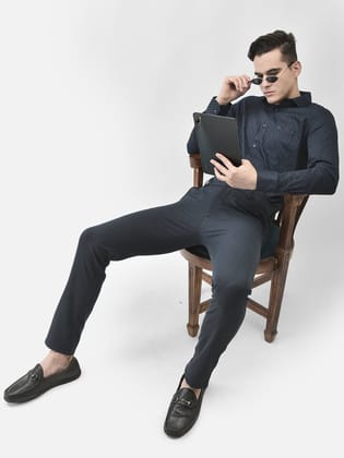 Navy Blue Printed Shirt-M / Navy Blue