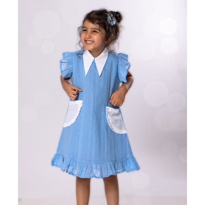 Cotton Dress | Colour Pop, Powder Blue | 0-12Y-0-6m