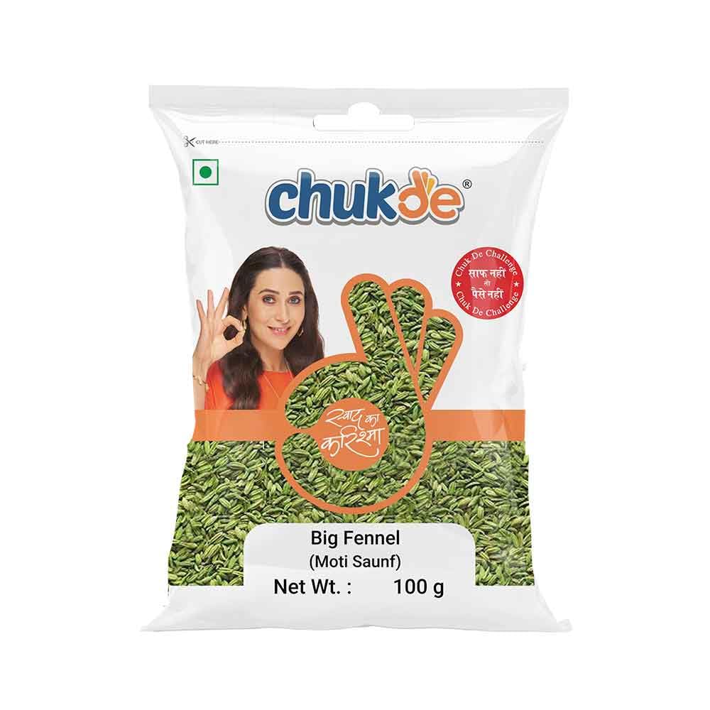 Chukde Spices Moti Saunf (Big Fennel Seeds) 100g pack of 3