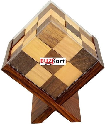 BuzyKart® Handmade Indian Rubik's Cube Block with Stand Puzzle - Soma Cube for Kids - Travel Game for Families - Unique Gift for Children