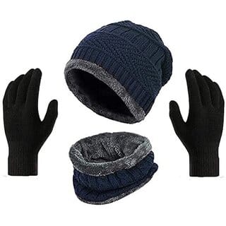 Eastern Club Unisex Blue Woolen Winter Cap (Pack of 3)