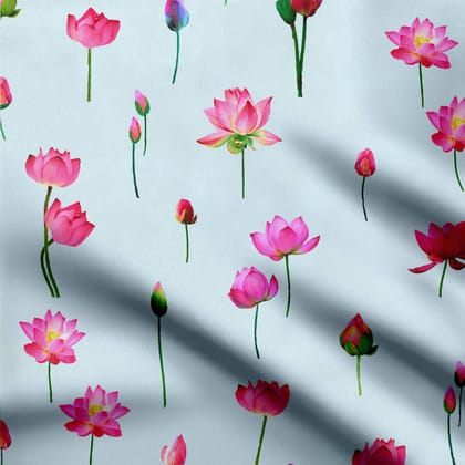 Celestial lotus Natural Crepe Fabric