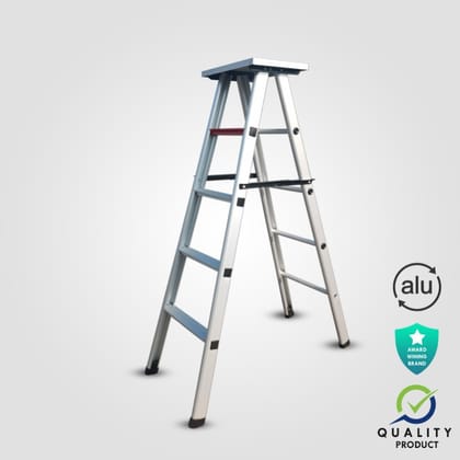 10 Step Foldable Ladder with Top Tool Metal Plate, Both Side Steps (Model: K-7013, Height: 11 ft in Medium)
