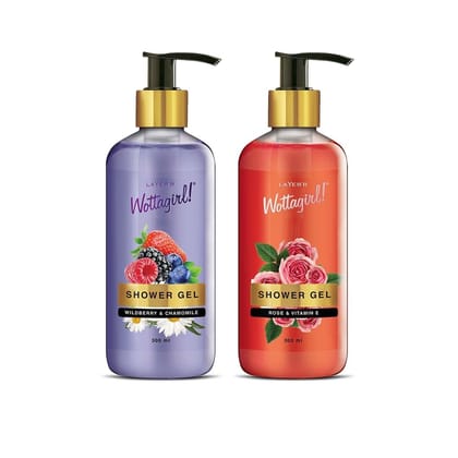 LAYER'R WOTTAGIRL! SHOWER GEL COMBO| WILDBERRY & CHAMOMILE + ROSE & VITAMIN E | 300ml Each