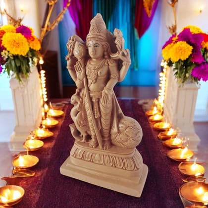 AMS Thiruchendur Murugan Idol Hancrafted Hindu God Kumara Swamy Statue for Home Decor, Religious Showpiece for Prayer Room, Pooja Mandir & Spiritual Gifting 21.5 Cm