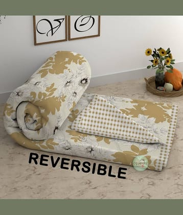 CG HOMES Cotton Floral Double Size Comforter ( 220 x 220 cm ) - Gold ( Pack of 1 )