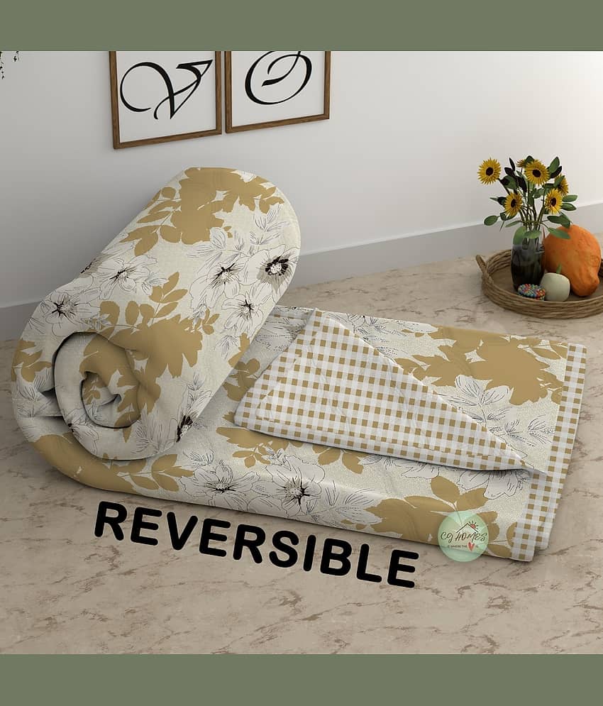 CG HOMES Cotton Floral Double Size Comforter ( 220 x 220 cm ) - Gold ( Pack of 1 )