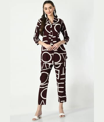 MAURYA Women Printed Shirt With Trousers Co-Ord Set ( Wine )