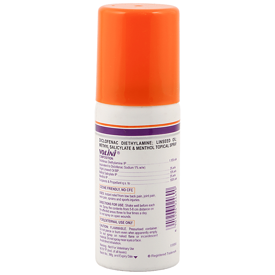 Volini Pain Relief Spray, Long Lasting, 15 G