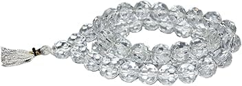 Real Seed Sphatik Mala Genuine Crystal Necklace Healing Crystal Rosary Necklace Mala (Bead Size 8 MM) Natural Energized