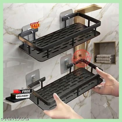 PLASTIC PACK OF 2 Adhesive Multipurpose Wall Mount Bathroom Shelf PLASTIC PACK OF 2 Adhesive Multipurpose Wall Mount Bathroom Shelf