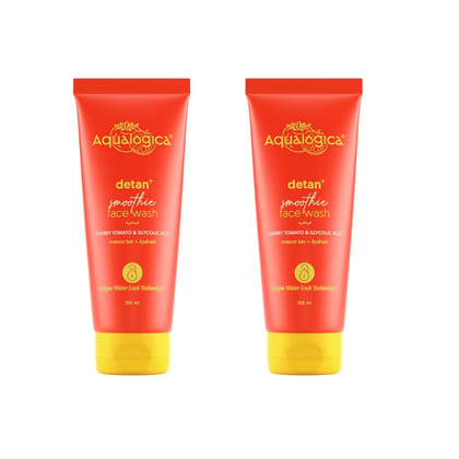 Aqualogica Detan+ Smoothie Face Wash with Glycolic Acid & Cherry Tomato for Men & Women for Tan removal, Hydrates & Gentle Exfoliates -Oily, Dry, Sensitive & Combination Skin -100ml (Pack of 2) Aqualogica Detan+ Smoothie Face Wash with Glycolic Acid & Ch