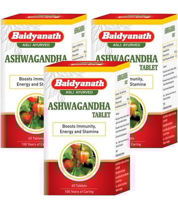Baidyanath Ashwagandha Tablet 60 no.s Pack of 3