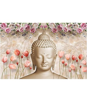 Asmi Collection Floral Meditating Buddha Self Adhesive Vinyl Wall Sticker ( 60 x 90 cms )
