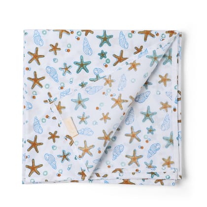 Hand Block Printed Cot Sheet 40x40-Blue/orange/Turquoise/Green/White / 200 TC Cotton / 40x40