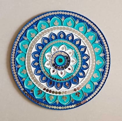 MANDALA ART BLUE THEMED WITH POOR RESIN DUST PROOF AND WATER PROOF ART PACK OF ONE (12" inch)
