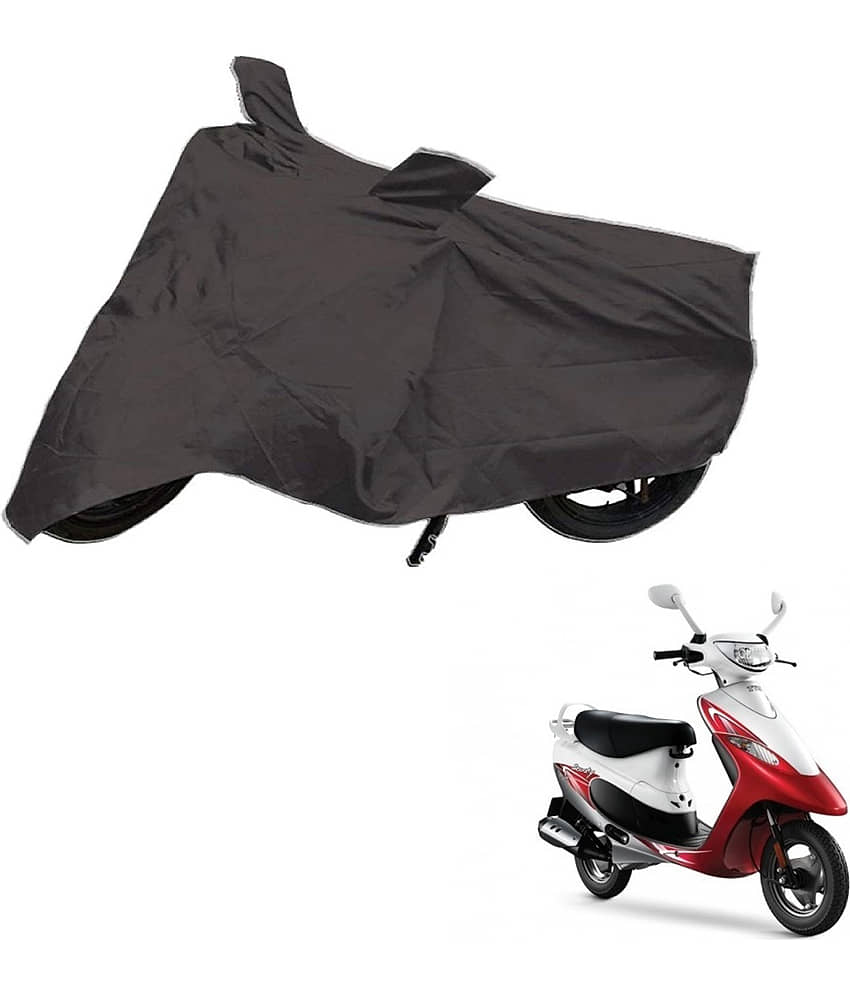 AutoRetail Dust Proof Two Wheeler Polyster Cover for TVS Scooty Pep + (Mirror Pocket, Grey Color)