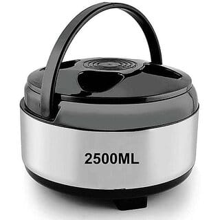 Kaiox Stainless Steel Solid Hot Case, Chapati Box, Casserole Thermoware Silver 2500ML Cook and Serve Casserole(2500 ml)