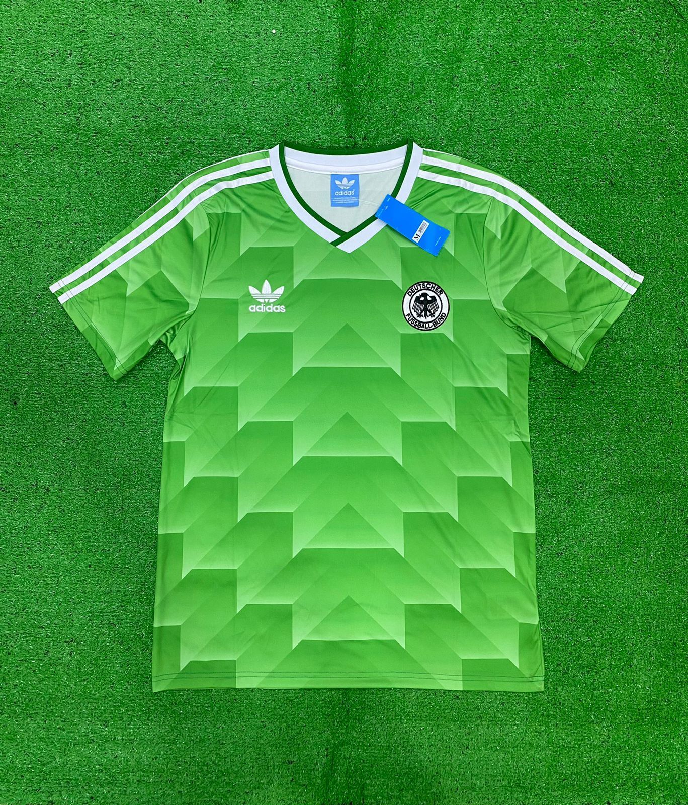 Germany 1990 Away Green Retro Jersey-M