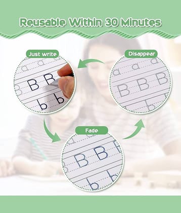 Sank Magic Practice Copybook - (1 Pen + 1 Grip + 4 BOOKS + 10 REFILL) Number Tracing Book - Writing Book - Magic Calligraphy - Copybook Set - Calligraphy Pen - Calligraphy Book - Practical Reusable Writing Tool - Simple Hand Lettering for Preschoolers