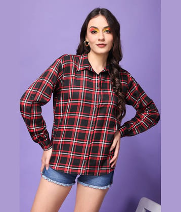 POPWINGS Women Checks Cotton Shirt ( Red )