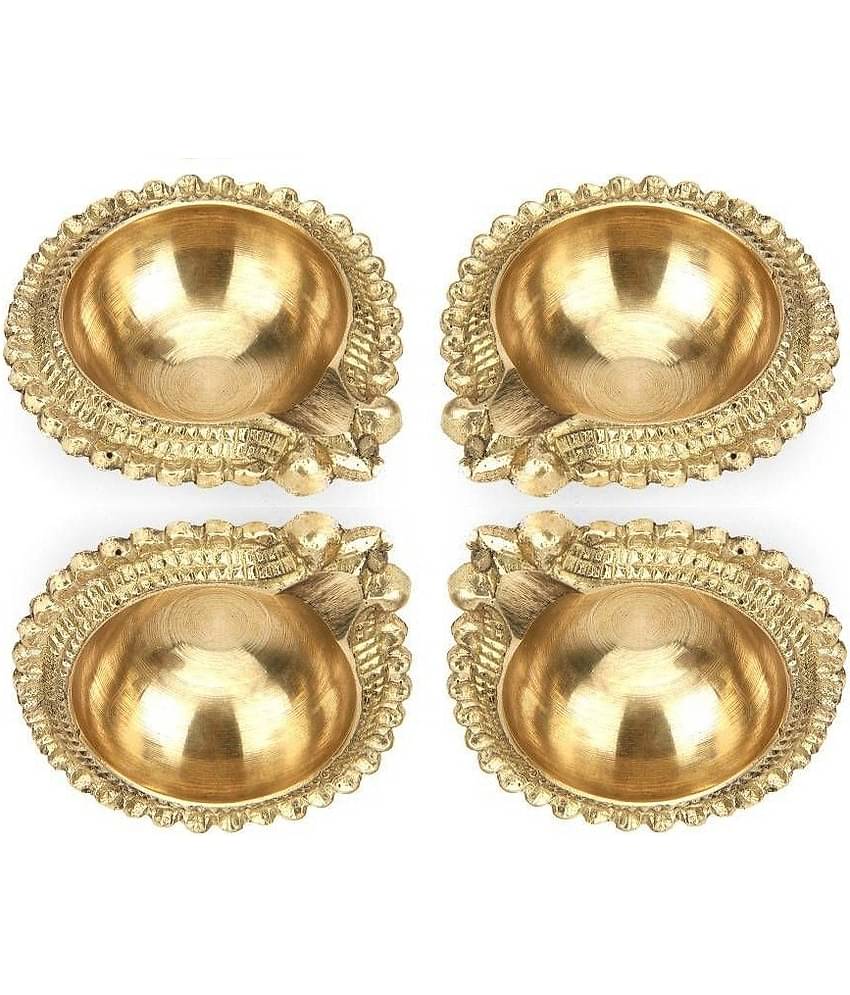 FASHION BIZZ Brass Diwali Diya - Pack of 4