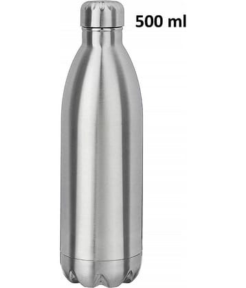 SHB Double Wall Vacuum Insulated Stainless Steel Hot and Cold Water Bottle,Travel Thermos Flask,500 ml (Silver)