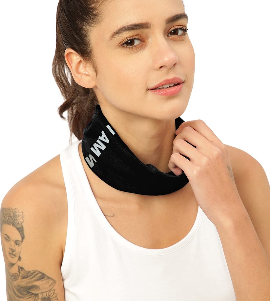 FREECULTR Unisex Bamboo Bandana, Anti Microbial Super Soft & Comfort Fit, Breathable Multipurpose Headband, Face Mask for Dust Protection and Sun - Size Printed Pack of 2-Black, Pilot Blue