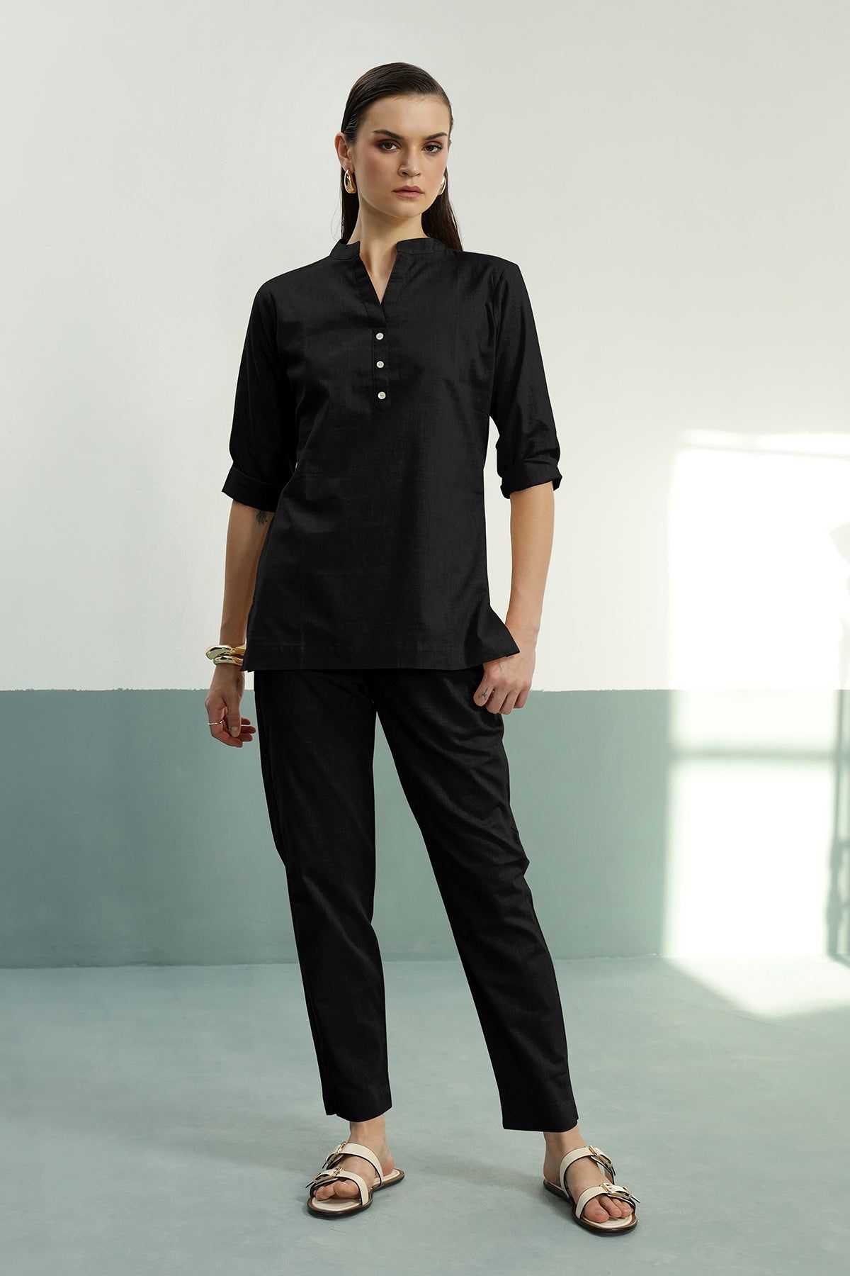 Cora Co-ord Set: Black-XS