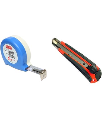 Taparia Set of 2 Hand Tool Combo (Snap off Cutter (SK1)./Freemans centi Flex measuring Tape 5m)