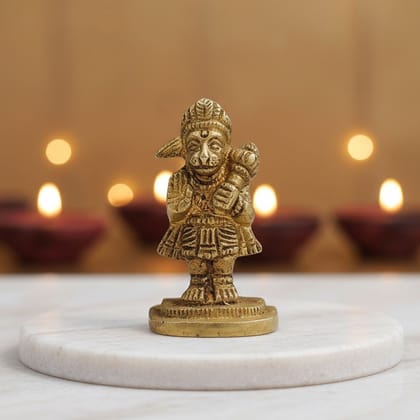 Brass Hanuman Ji God Idol Statue | Home Mandir Murti, Height : 2.2 Inch (BSMAS1273 C)