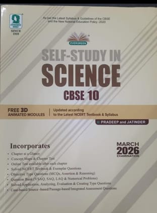Evergreen Self Study In Science: For 2025 Examinations (Class 10) Paperback � 1 January 2025 [Paperback] Pradeep and Jatinder