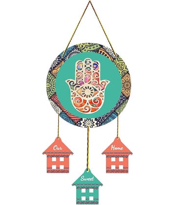 Positive Vibe Lifestyle Wood Evil eye hanging Wall Sculpture Multi - Pack of 1