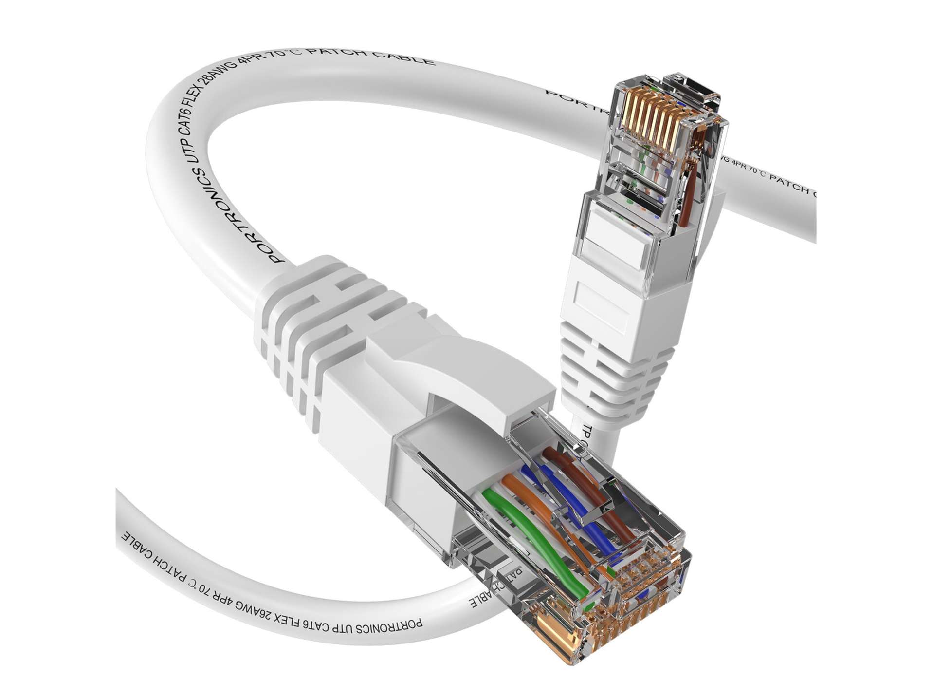 Portronics Net X1 Cat6 Certified Ethernet Cable, 1000 Mbps Speed, 250 MHz Bandwidth, Copper-Plated Connectors & Copper Clad Wires, PVC Cable -White
