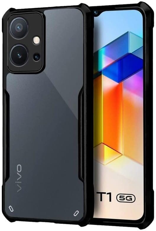 PLUGTECH Slim Shockproof Case | Matte Black Soft | Drop Protection | Precise Cutouts | Premium Mobile Cover for Vivo Y75, Vivo T1 5G, Vivo Y55 5G, Vivo iqoo Z6