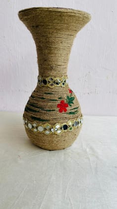 Sashi Jute Craft Handmade Oval Shaped Flower Vase 08 Inch