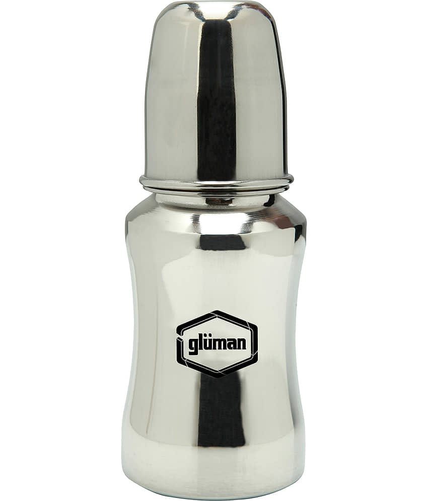 Gluman - 180 Silver Feeding Bottle ( Pack of 1 )