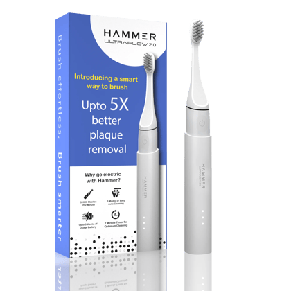 Hammer Ultra Flow 2.0 Premium Electric Toothbrush with 2 Replaceable Heads - White Hammer Ultra Flow 2.0 Premium Electric Toothbrush with 2 Replaceable Heads - White