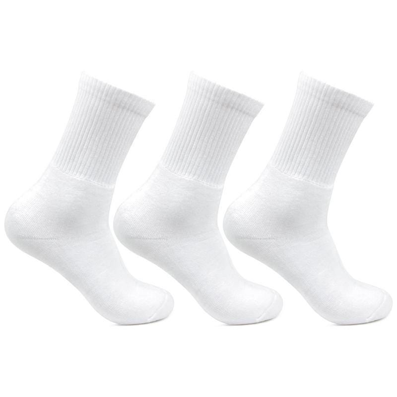 Men Cushioned White Joggers Crew Sports Socks- Pack of 3