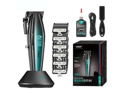 VGR V-270 Professional Salon Series Hair Clipper with High Speed 9000RPM Motor Trimmer 250 min Runtime 11 Length Settings (Green, Black)