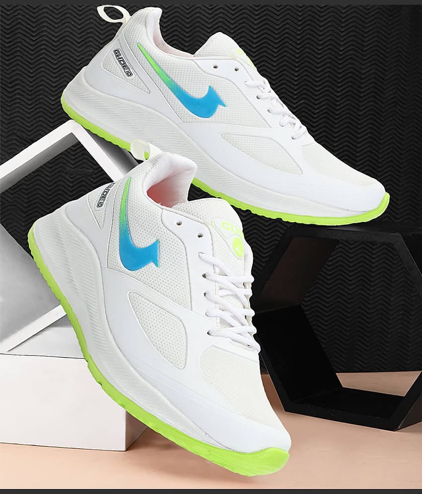 Clymb White Men's Sports Running Shoes