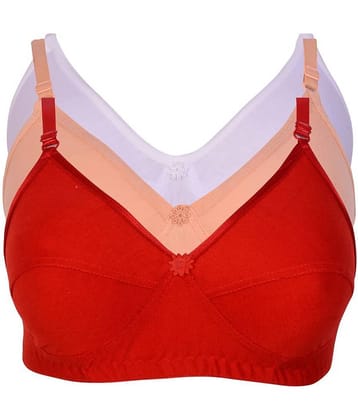Kiran Enterprises Pack of 3 Cotton Lycra Women's Minimizer Bra ( Multi Color )