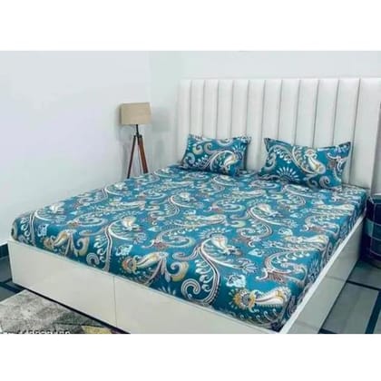 Homdazal Microfibre Abstract Queen Size (Light Blue with Orange)