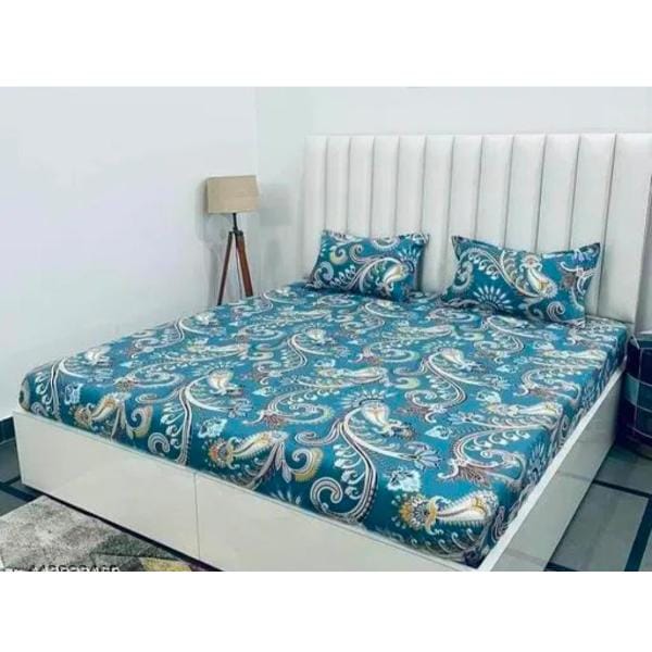 Homdazal Microfibre Abstract Queen Size (Light Blue with Orange)