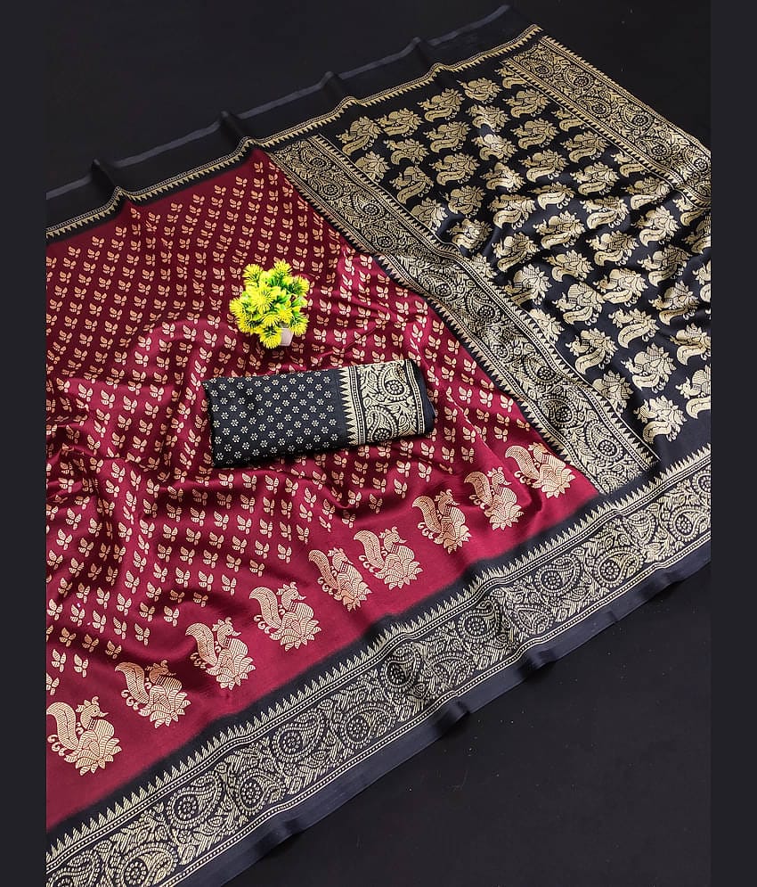 Kanooda Prints Art Silk Printed Saree With Unstitched Blouse Piece ( Rama )