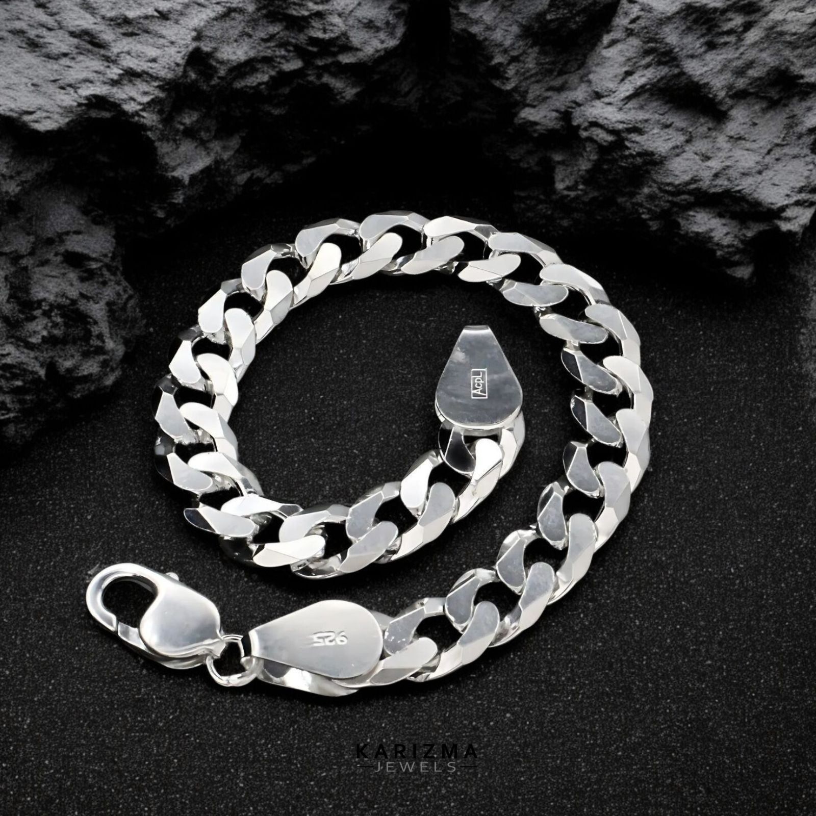 925 Sterling Silver regular style Cuban Link Men's Chain Bracelet 8.5"