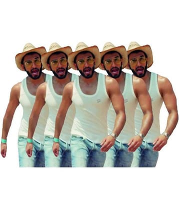 Rupa Frontline White Sleeveless Vests Pack of 5