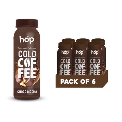 HOP Smooth & Delicious Cold Coffee Choco Mocha, 200 ml - Pack of 6