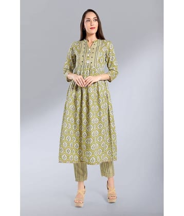 Madhuram Textiles - Yellow Anarkali Cotton Blend Women's Stitched Salwar Suit ( Pack of 1 )